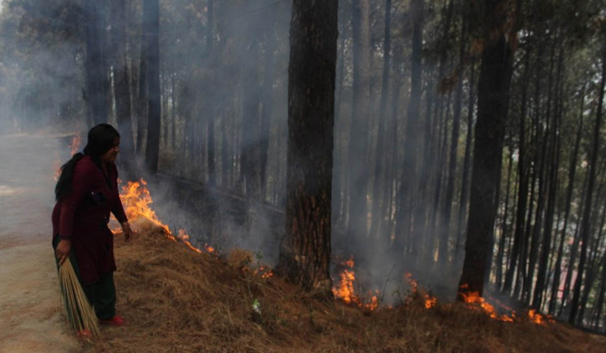 चोभारमा आगलागी, नेपाल प्रहरी र स्थानीयको सहयोगमा आगो नियन्त्रणमा