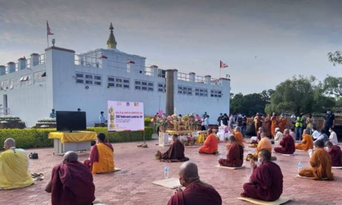 गौतम बुद्धको जन्मस्थल लुम्बिनीमा सामान्य पुजापाठ गरेर मनाइयो बुुद्धजयन्ती