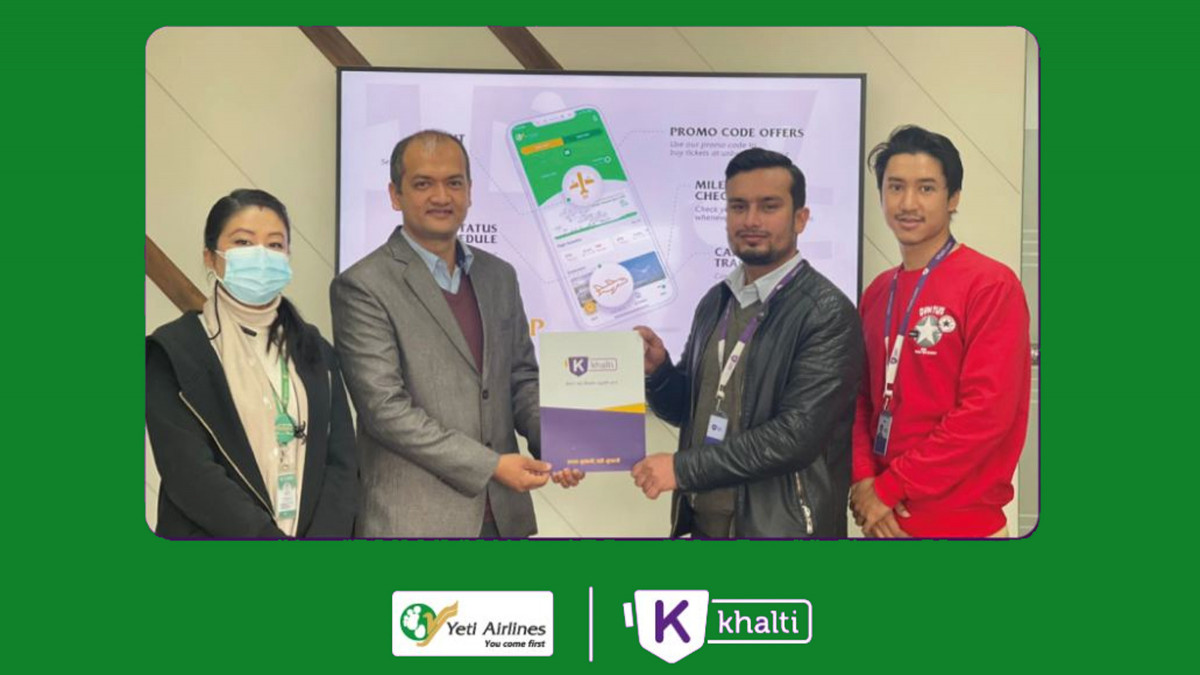 यती बाट फ्लाइट बुकिङ गरी खल्ती मार्फत भुक्तानी गर्दारु. ४५० क्यास ब्याक