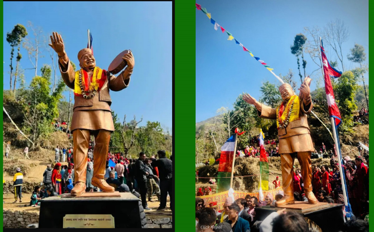 कलाकार जयनन्द लामाको १२ फिट अग्लो सालिक निर्माण