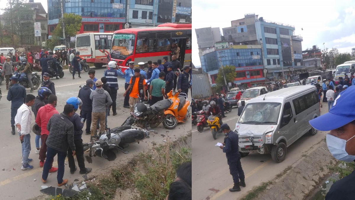 पाँचवटा सवारी साधन एक आपसमा जुधे, नौ जना घाइते