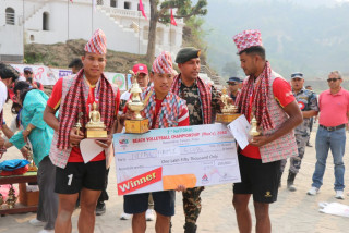 भलिबल प्रतियोगिताको उपाधि हात पार्न सफल  त्रिभुवन आर्मी क्लब