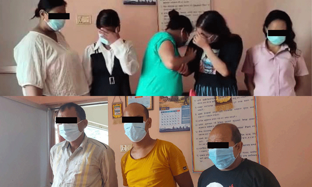 यौन व्यवसायमा संलग्न आरोपमा ३ होटल सञ्चालक र ५ जना महिला पक्राउ
