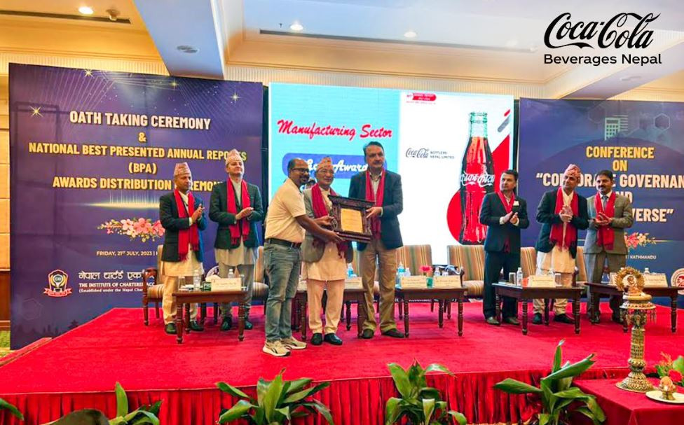 बोटलर्स नेपालले जित्यो बेस्ट प्रेजेन्टेड एनुअल रिपोर्टका लागि गोल्ड अवार्ड