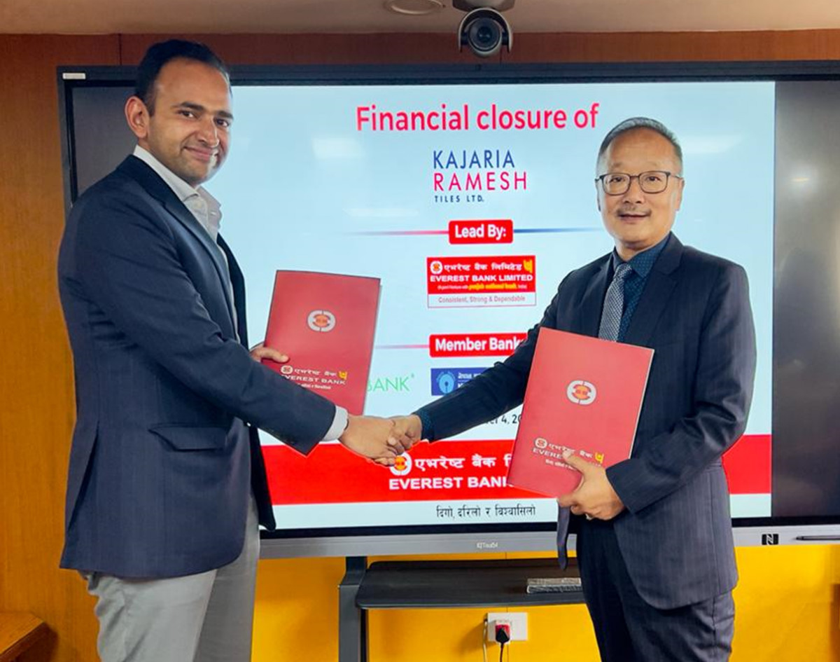 एभरेष्ट बैङ्ककको वित्तिय अगुवाइमा कजरिया टायल्सले टायल्स तथा सेरामिक्स उत्पादन गर्ने