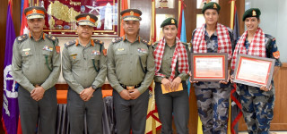 तीन जना महिला भलिबल खेलाडी सम्मानित