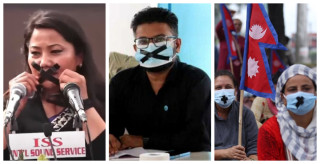 डाक्टर र झाँक्रीको सिको : दुर्गा प्रसाईंका समर्थक मुखमा टेप टाँसेर सडक प्रदर्शनमा 