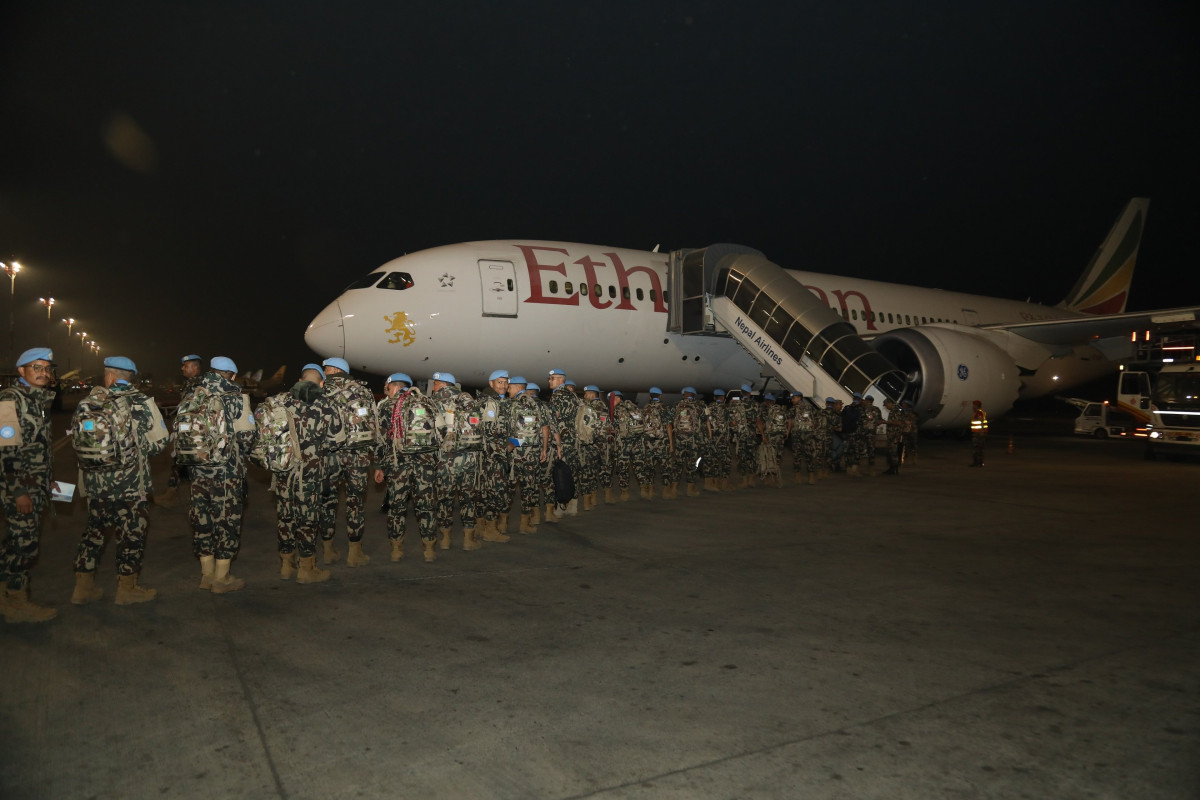 २०२ जना नेपाली शान्ति सैनिकहरू मिसन इलाकातर्फ प्रस्थान