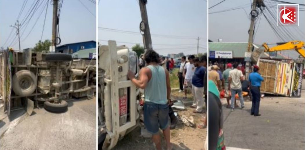 भरतपुर दुर्घटनामा सडकमै पल्टियो जिप, किचिएर स्कुटर चालकको मृत्यु