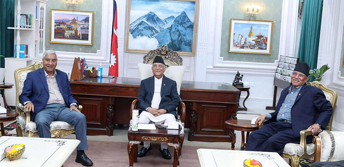 ओलीसहित प्रमुख तीन दलका शीर्ष नेताको बैठक बस्दै