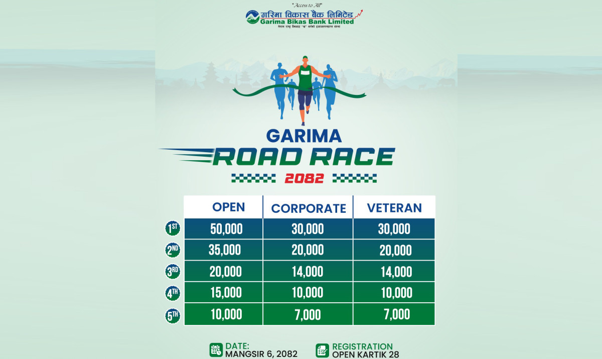 गरिमा विकास बैंकद्वारा ‘गरिमा रोड रेस प्रतियोगिता २०८२’ आयोजना