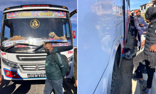 काभ्रेमा बसको ठक्करबाट एक पैदल यात्रुको मृत्यु, राजमार्ग अवरुद्ध