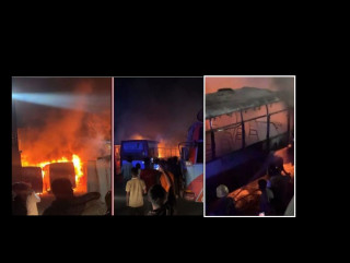 धरानमा पार्किङ गरिएका ६ बसमा आगलागी