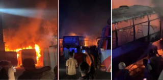 पार्किङ गरिएका ६ बसमा आगलागी