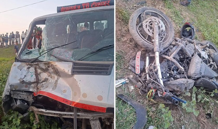 कैलालीमा हाईस र मोटरसाइकल ठोक्किँदा दुई जनाको मृत्यु