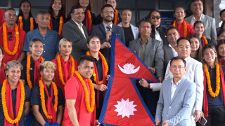 साफ महिला च्याम्पियनसिप खेल्ने नेपाली टोलीको बिदाइ