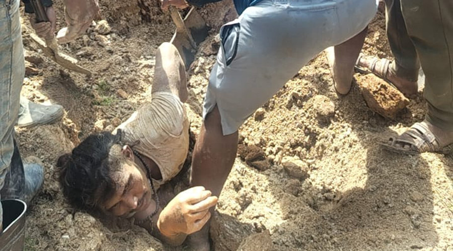 माटोको ढिस्को खस्दा एक जना मजदुर घाइते