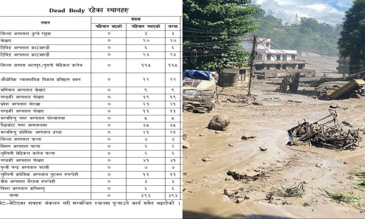 भोटेकोशी–त्रिशूली बाढीमा ४८९ शव फेला, ३९३ जनाको सनाखत हुन बाँकी