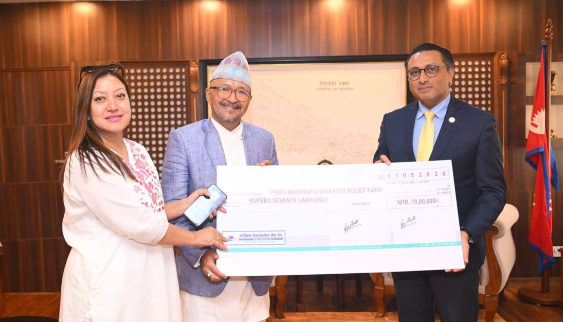 सांग्रिला डेभलपमेन्ट बैंकद्वारा भोटेकोशी बाढी प्रभावित नागरिकका लागि ७० लाख सहयोग