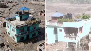 बाढीको भेलमा चट्टान बनेर उभिएको त्यो ‘चमत्कारिक हरियो घर’