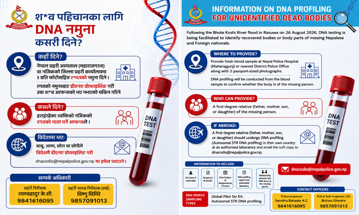 बेपत्ता नागरिकका आफन्तलाई डीएनए नमुना दिन आग्रह