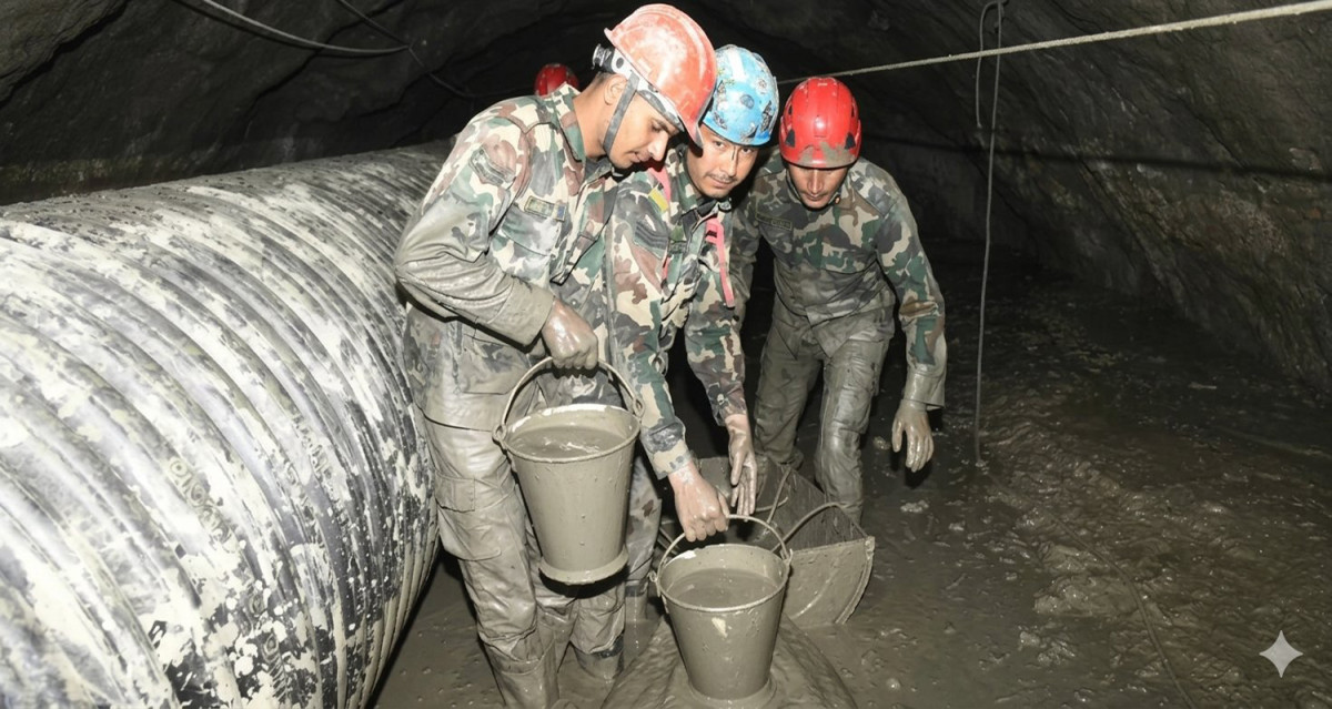 चिलिमे सुरुङमा ठूला ढुंगा भेटिए, साँघुरिएको भाग खोल्ने प्रयास जारी