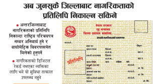 अब जुनसुकै जिल्लाबाट नागरिकताको प्रतिलिपि लिन सकिने